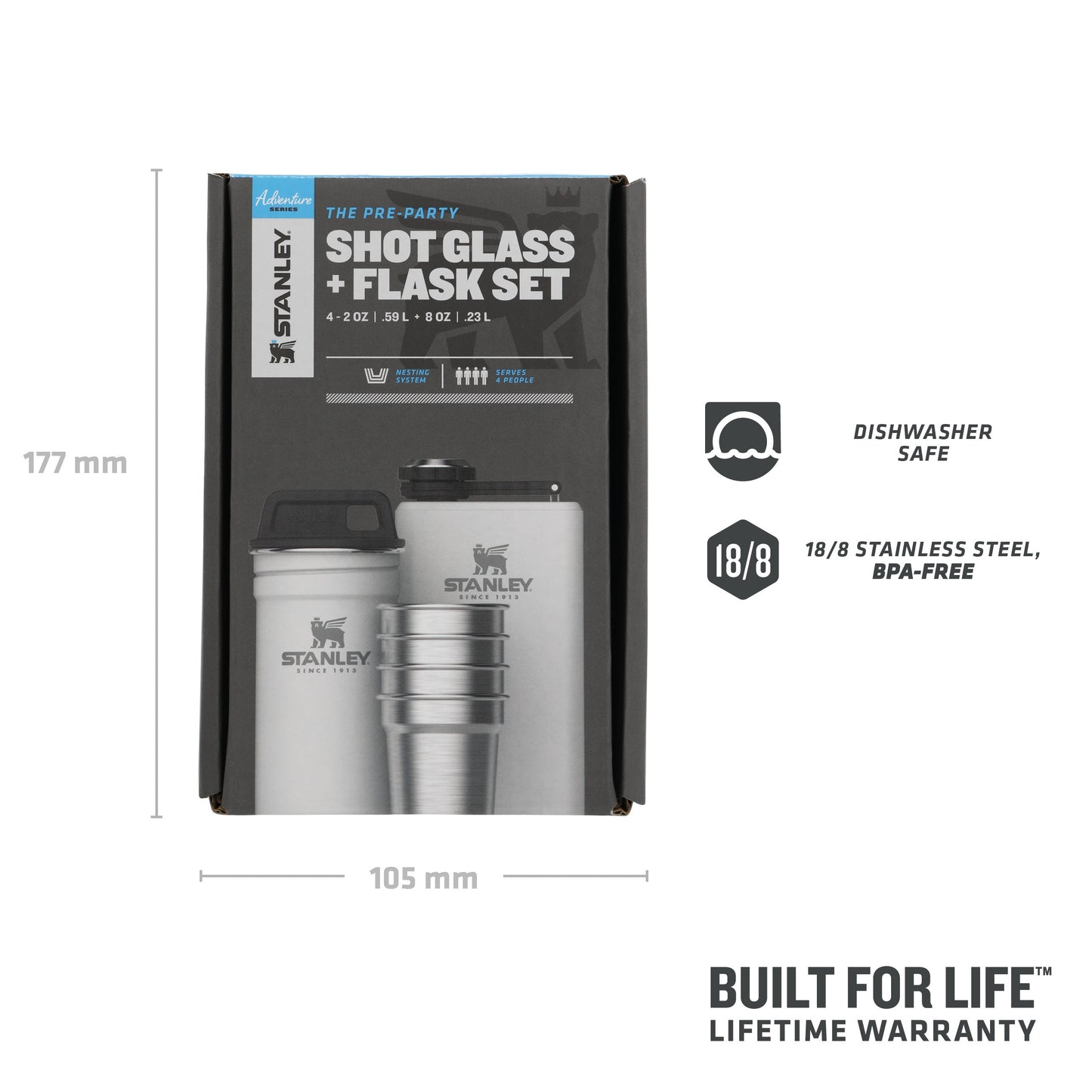 Adventure Pre-Party Shot Glass + Flask Set - Ѕtаnlеу